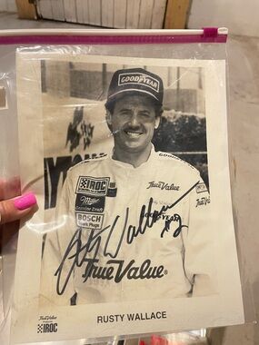 Rusty Wallace Signed Racing Photo - True Value, Goodyear Hat